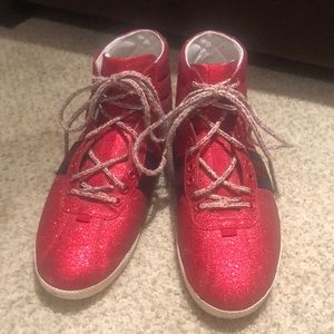 red glitter gucci shoes